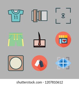 look icon set. vector set about hair, lens, eye tracking and soccer jersey icons set.
