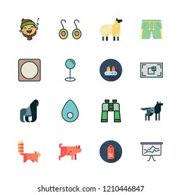 look icon set. vector set about gorilla, sheep, earrings and shorts icons set.