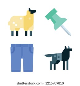 look icon set. vector set about pin, sheep, shorts and wolf icons set.