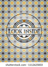 Look inside arabesque emblem. arabic decoration.