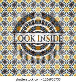 Look inside arabesque style emblem. arabic decoration.
