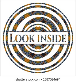 Look inside arabic emblem. Arabesque decoration.