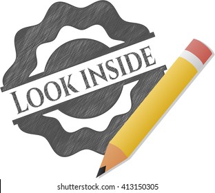 Look inside emblem draw with pencil effect