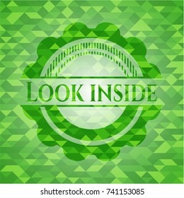 Look inside green emblem. Mosaic background