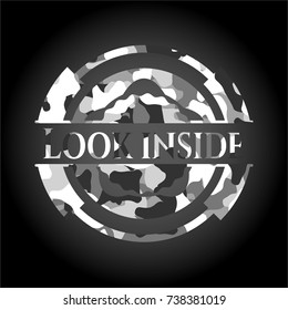 Look inside on grey camo texture