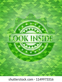 Look inside realistic green mosaic emblem