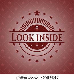 Look inside retro style red emblem