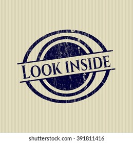 Look inside rubber stamp with grunge texture