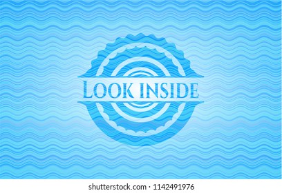 Look inside water wave concept emblem background.
