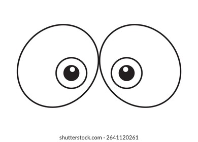 Look left, A set of plastic toy eyes. Glossy, bulging, puppet eyes. Cute, round, vector, isolated elements. Look down, up, left, right. Different, shaking, silly, hilarious pairs of eyeballs. eps 10