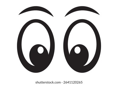 Look left, A set of plastic toy eyes. Glossy, bulging, puppet eyes. Cute, round, vector, isolated elements. Look down, up, left, right. Different, shaking, silly, hilarious pairs of eyeballs. eps 10