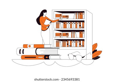 Look in the library, Business Flat Style Illustration