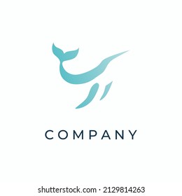 Look like an awakening blue whale vector logo