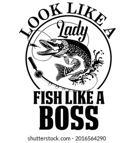 look like a lady fish like a boss- design