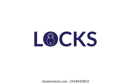 Schauen Sie auf Logo, Vektorgrafik. Anstelle des Buchstabens o wird ein einfaches Logo mit einem Schloss verwendet. Vektorgrafik-Design. Elegantes Logo. Einzeln auf Weiß