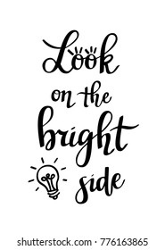 Look On The Bright Side Vector Lettering Motivation Poster Design