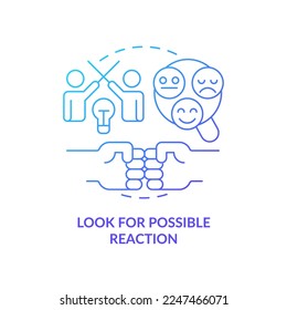 Achten Sie auf das Symbol für ein mögliches reaktionsblaues Farbverlauf-Konzept. Kundenverhalten. Trend Evaluation abstrakte Idee dünne Linie Illustration. Einzeln Umrisszeichnung. Myriad Pro-Fett-Schriftart verwendet