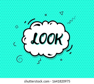  Look speech bubble banner poster text sticker