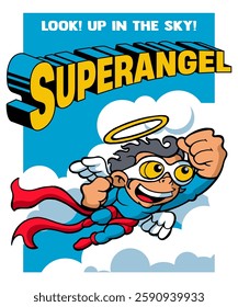 Look Up Superangel Cartoon Illustration Design