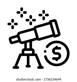mira el vector de iconos de dinero del telescopio. mira la señal del dinero del telescopio. ilustración de símbolo de contorno aislado