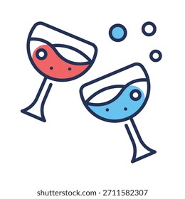 Look at this captivating flat outline icon of cheers glasses