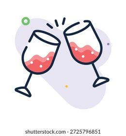 Look at this captivating flat outline icon of cheers glasses