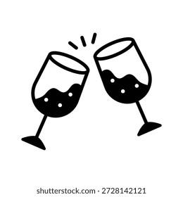 Look at this captivating glyph icon of cheers glasses