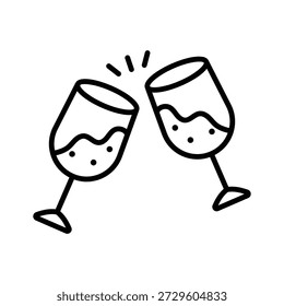Look at this captivating line icon of cheers glasses