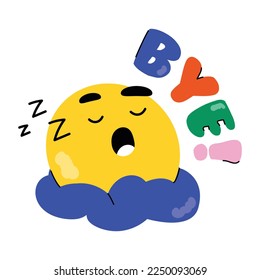 Look at this cute emoji of bye, flat sticker  