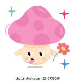 Look at this cute flat sticker of mushroom 