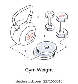 Look at this isometric icon of gym weight 