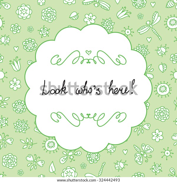 Look Whos Here Cute Baby Card Stock Vector Royalty Free 324442493