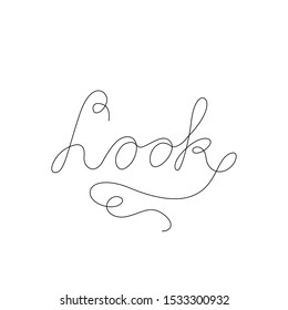 Look word, continuous line drawing, hand lettering small tattoo, print for clothes, emblem or logo design, one single line on a white background, isolated vector illustration.