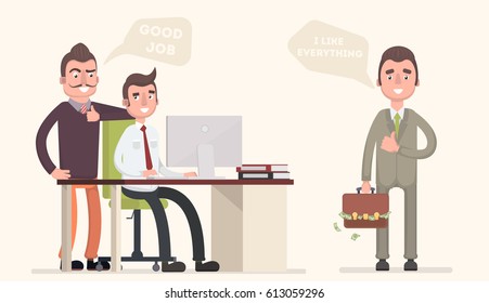 Look at the work done. Vector illustration in a flat style.
