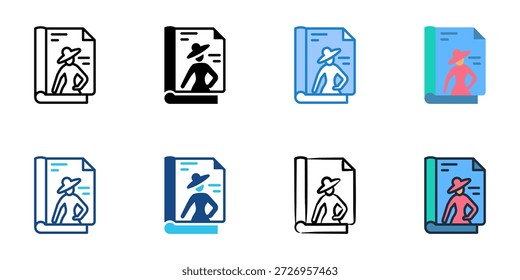 Lookbook icons set multiple style collection. Editable stroke 
