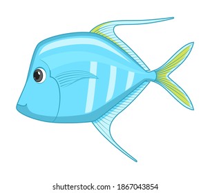 Lookdown fish on a white background. Cartoon style vector illustration