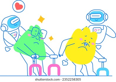 Looking after the elderly illustration