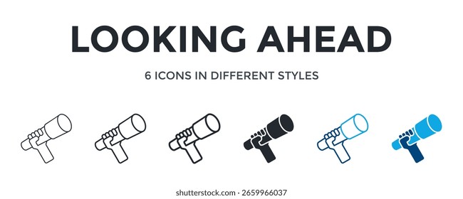 Mirando Hacia Adelante Icono En Diferente Estilo De Ilustración vectorial. Diseñado En Línea Delgada, Línea Regular, Línea Negrita, Glifo, Línea De Color Y Estilo De Glifo De Color Se Puede Utilizar Para El Web