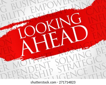 Looking ahead word cloud, business concept
