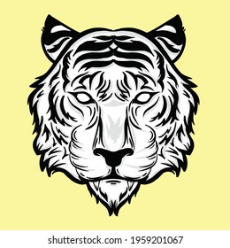 looking for animal, mammal and tiger vector. drawing tiger head vector image. tiger face.