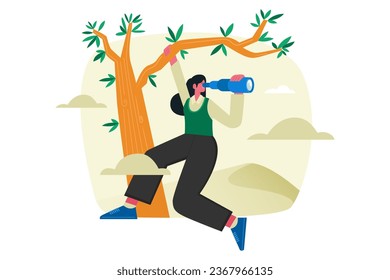 Looking for Business Opportunities With Binoculars vector illustration