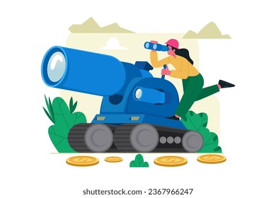 Looking for Business Opportunities With Binoculars vector illustration