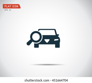 Looking For Car selling icon, magnifying glass search car, logo car deal vector illustration