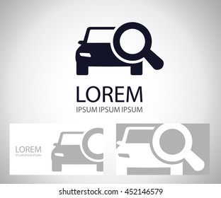 Looking For Car selling icon, magnifying glass search car, logo car deal vector illustration