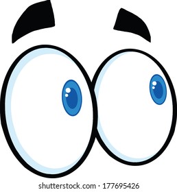  Looking Cartoon Eyes. Vector Illustration Isolated on white