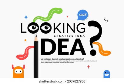 Looking for Ceative idea text design with black pecil, Creative thinking ideas and innovation concept. Creativity lettering with doodle background