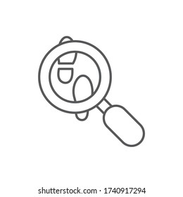 Looking for clues vector icon symbol finding isolated on white background
