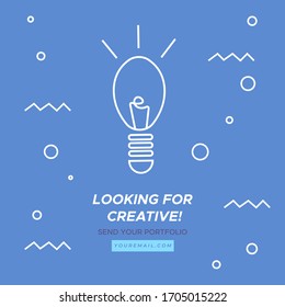 Looking for creative hiring template for social media post with memphis background.