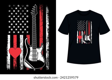 Looking for a cute costume or couples matching outfits on your date night? Then get this guitar american flag heart T-Shirt! It's also a nice gift for your baby boys and girls or for your guitarist