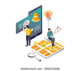 Looking for disaster scene in isometric illustration